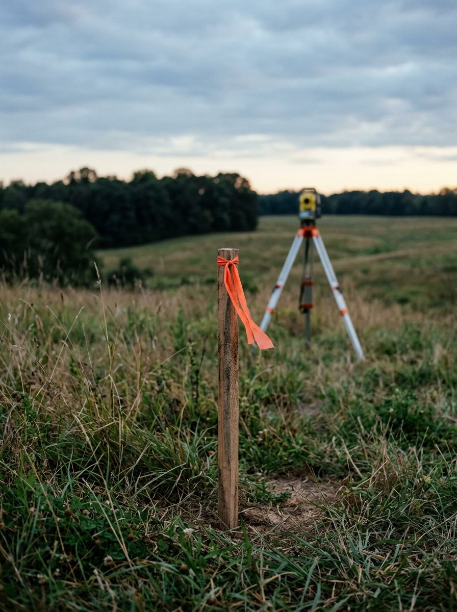 Survey stake on a rural lot