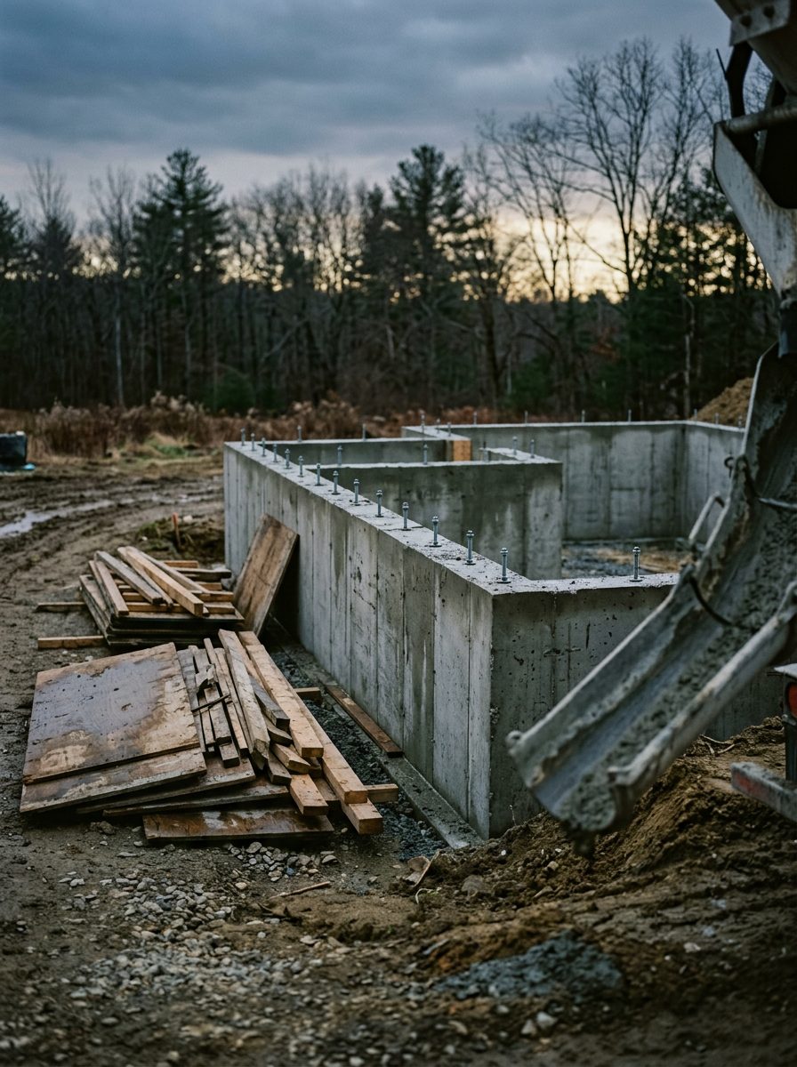 A fresh concrete foundation